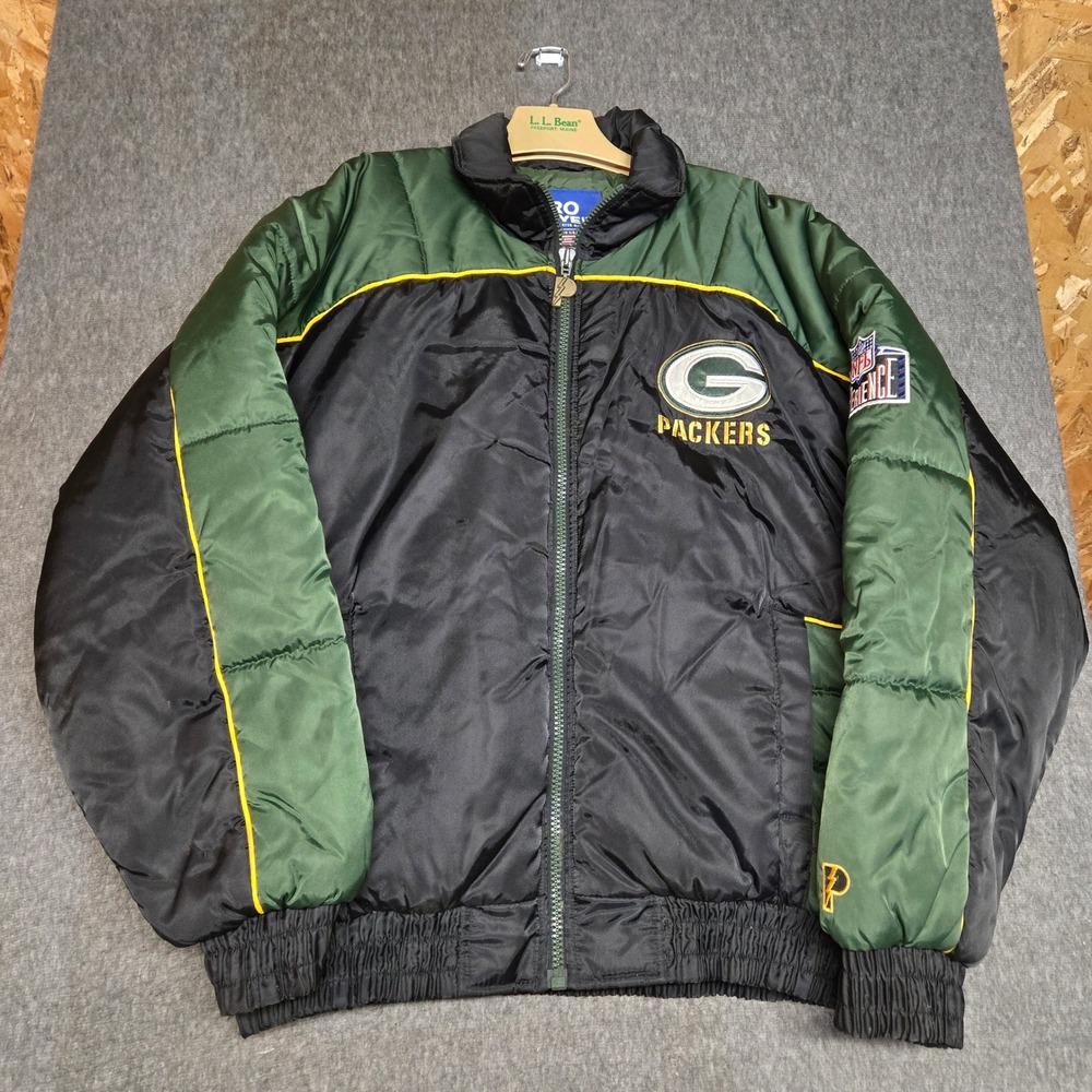 Vintage 90s Pro Player Green Bay Packers Jacket Mens Large Black Green NFL